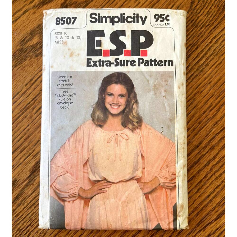 Vintage 1970s Simplicity 8507 Sewing Pattern Size XXS - S Dress & Shawl COMPLETE